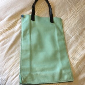 Long Italian leather tote mint bag